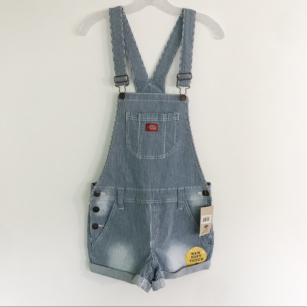🔥Dickies Roll Hem Hickory Stripe Overall Shorts "Shortalls" || Size Med || NWT